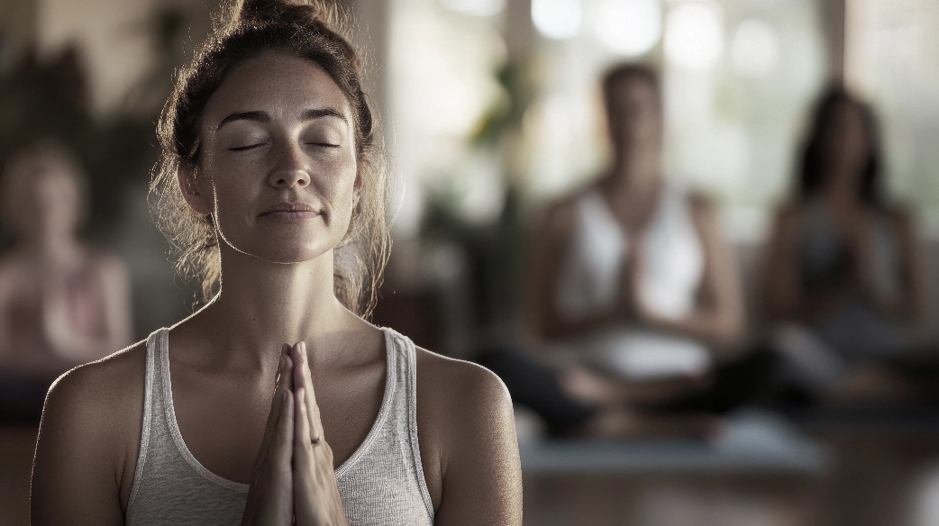 A yoga teacher in meditation